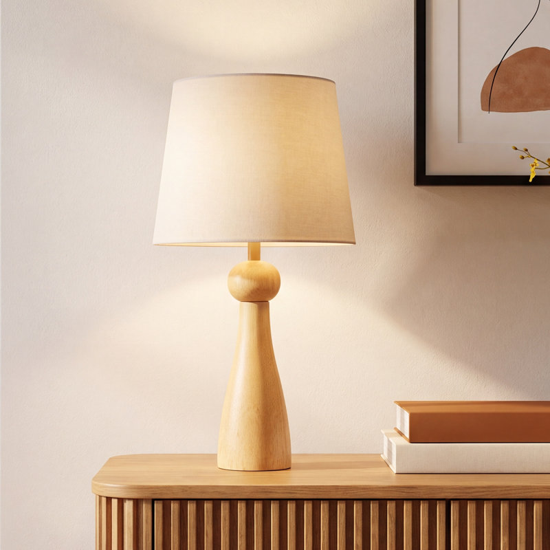 Amrita Reyer Solid Wood Table Lamp, Beige