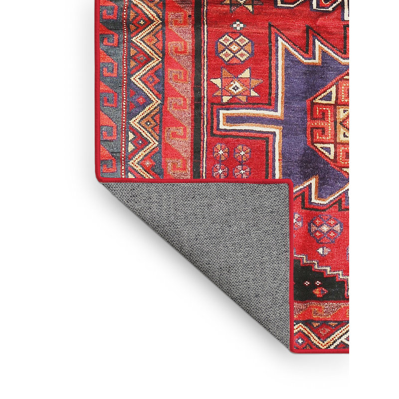 Tapis oriental multicolore tissé à la machine Oriental, Rectangle 7 pi x 9 pi
