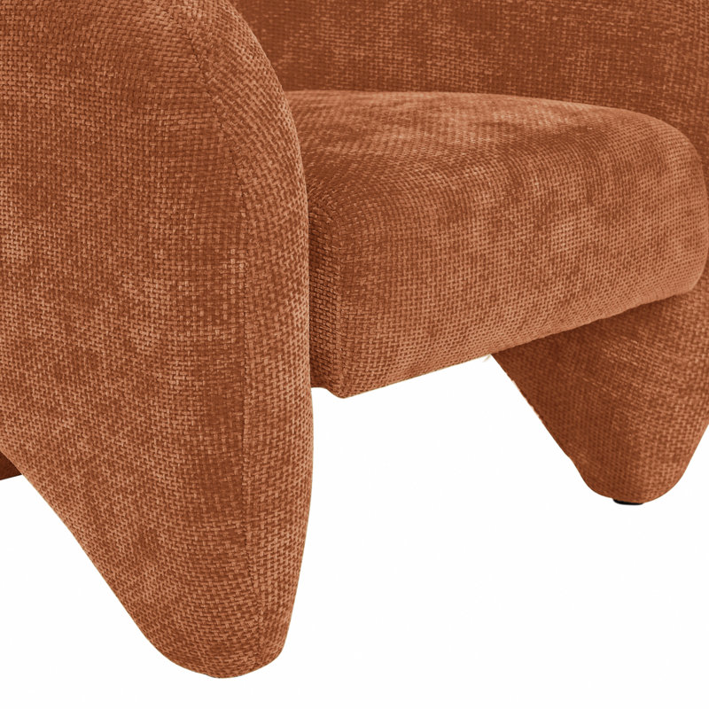 Fauteuil demi-tonneau en chenille de 32,30 po de largeur Whittnie, Chenille caramel