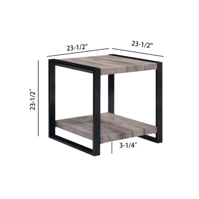 Ensemble de cocktail contemporain 3 pièces avec table basse rectangulaire et tables de bout carrées, finition rustique pour les salons modernes