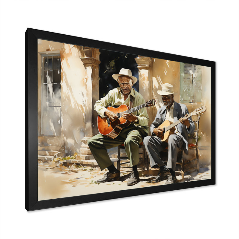 Beige Cuban Music Singers - People Canvas Prints, H 24 po x l 32 po x P 1 po, Cadre simple noir
