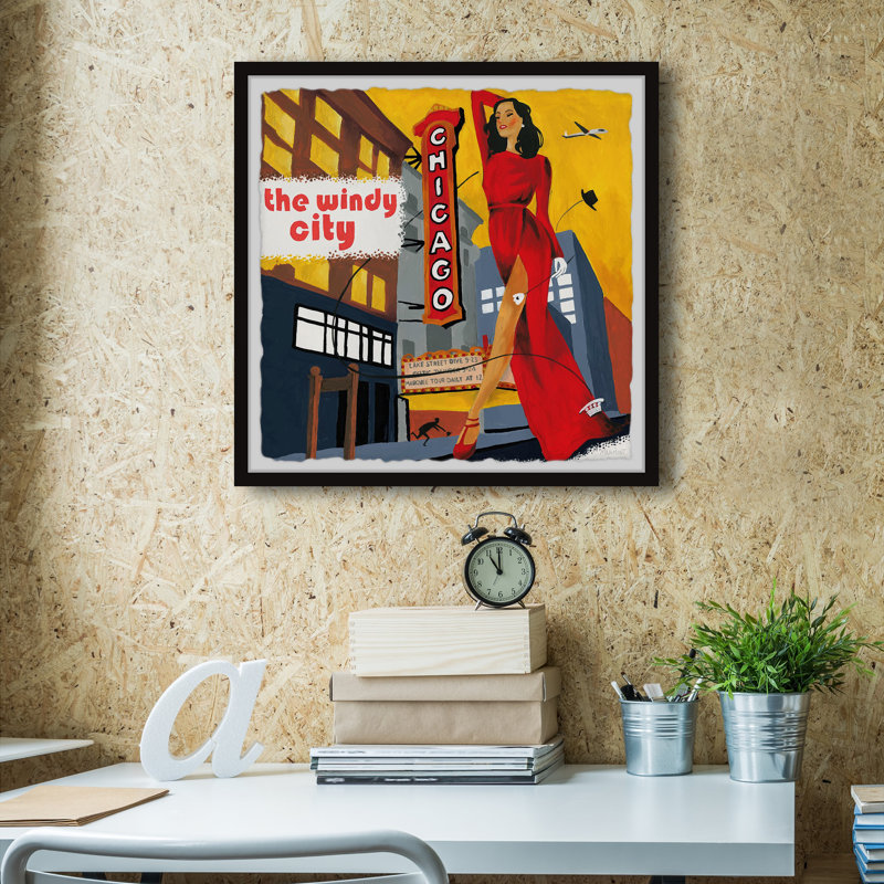«Lady In Red» par - Peinture encadrée, H 32 po x l 32 po x P 1,5 po