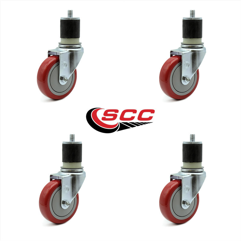 Ensemble de roulettes extensibles en polyuréthane, Rouge