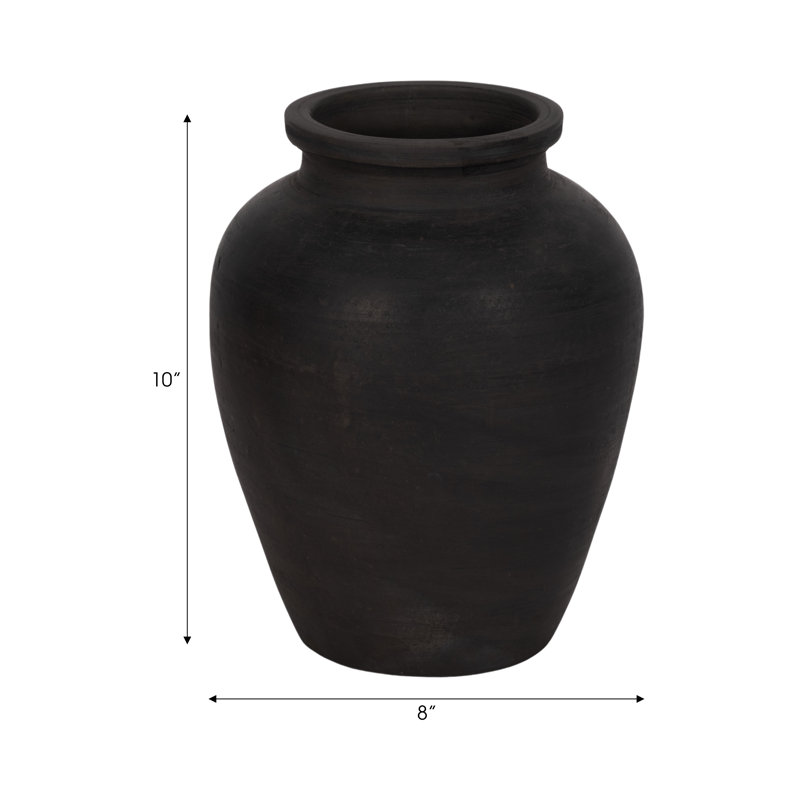 Sagebrook Home's Andrelisa Elegant Terracotta Vase - Perfect for Any Room, Black