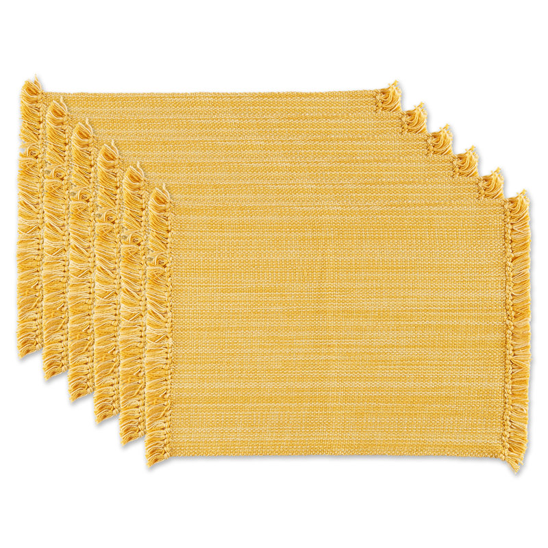 Ensemble de napperons en coton Wieland, Abricot, À rayures