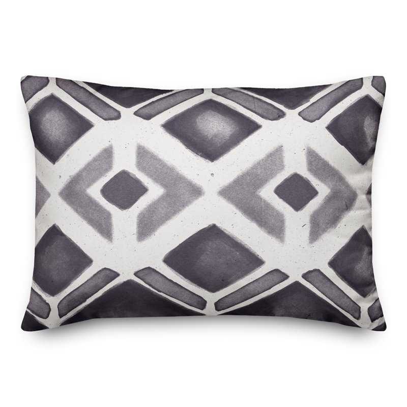 Geometric Outdoor Reversible Throw Pillow, Navy