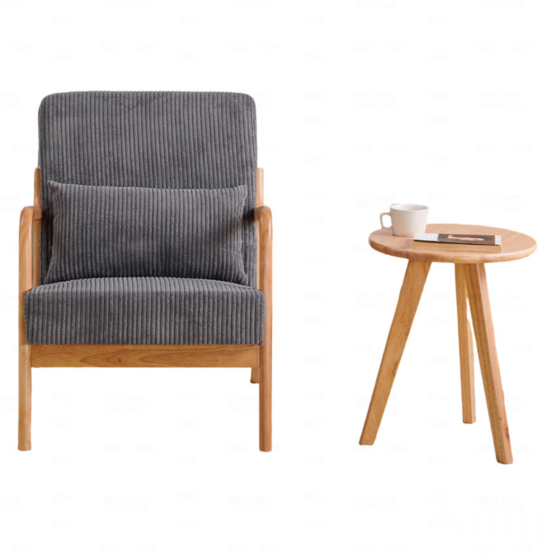 Mid-Century Modern Accent Chair with Durable Rubberwood, Antique Dark Gray, Antique Brown