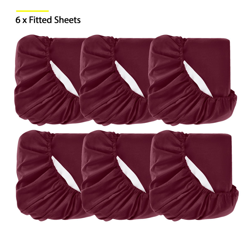 Draps-housses en microfibre brossée 6PK, Drap-housse très grand, Bourgogne