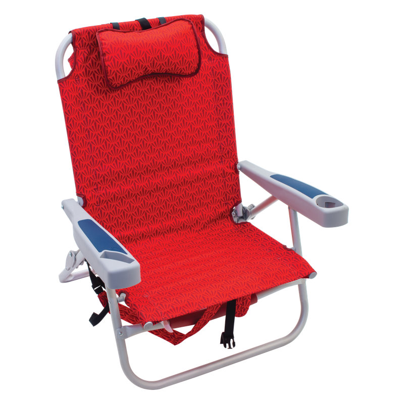 Chaise de plage portative à 4 positions avec sac isotherme et porte-gobelets Gowanus, rouge