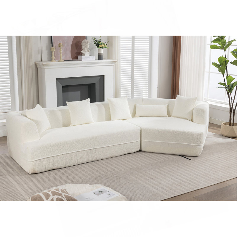 Canapé modulaire minimaliste Boneless avec combinaison libre et sièges confortables, Boucle blanc crème