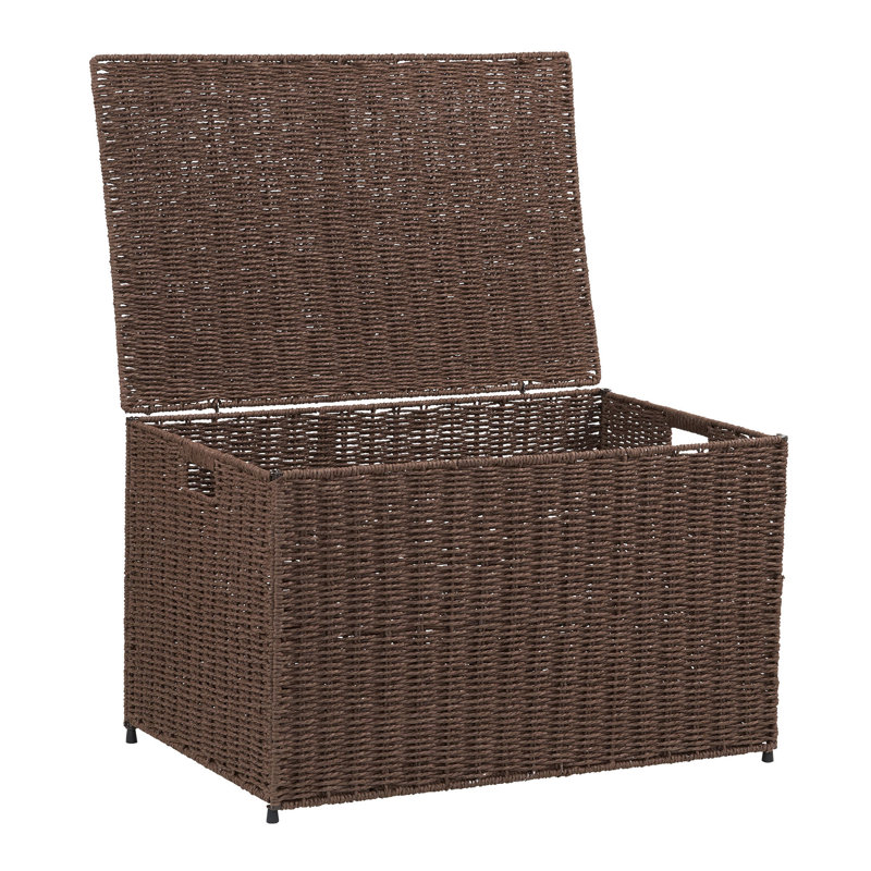 Woven Wicker Storage Chest, Coffee