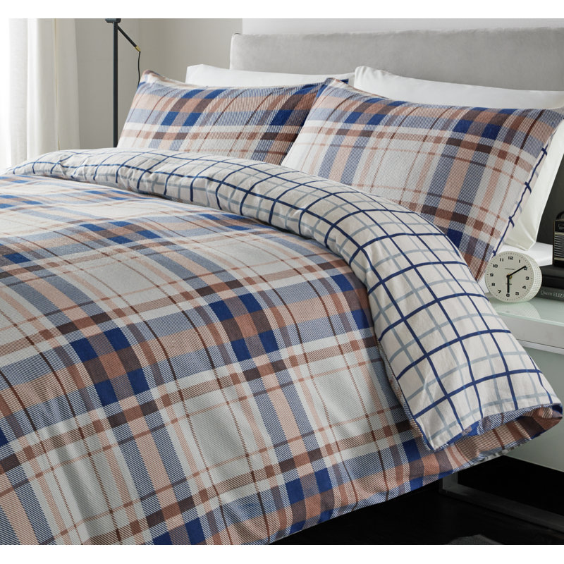 Nella Duvet Cover Set with Pillowcases, Blue/Plum, Single Duvet Cover + 1 Standard Pillowcase