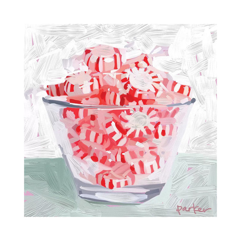 Peppermint Cup 1 Piece Painting on Canvas, 30.48cm H x 30.48cm W x 1.91cm D, Wrapped Canvas