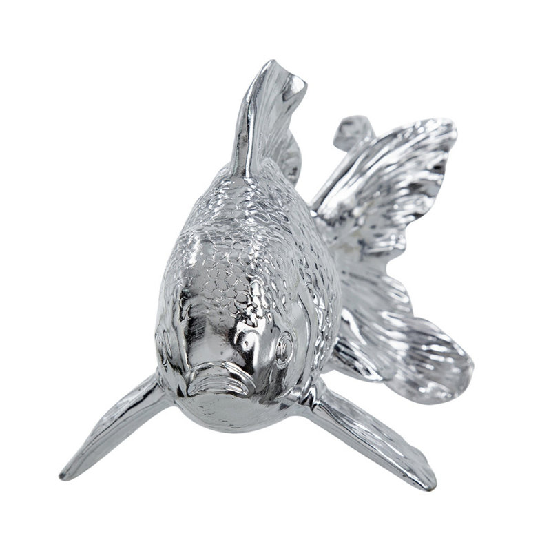 Figurine décorative poisson, accessoire de table en résine argent 10 pouces