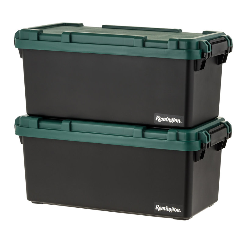 15 gallons Boîte de rangement robuste Remington, bac de rangement empilable avec couvercles verrouillables, noir
