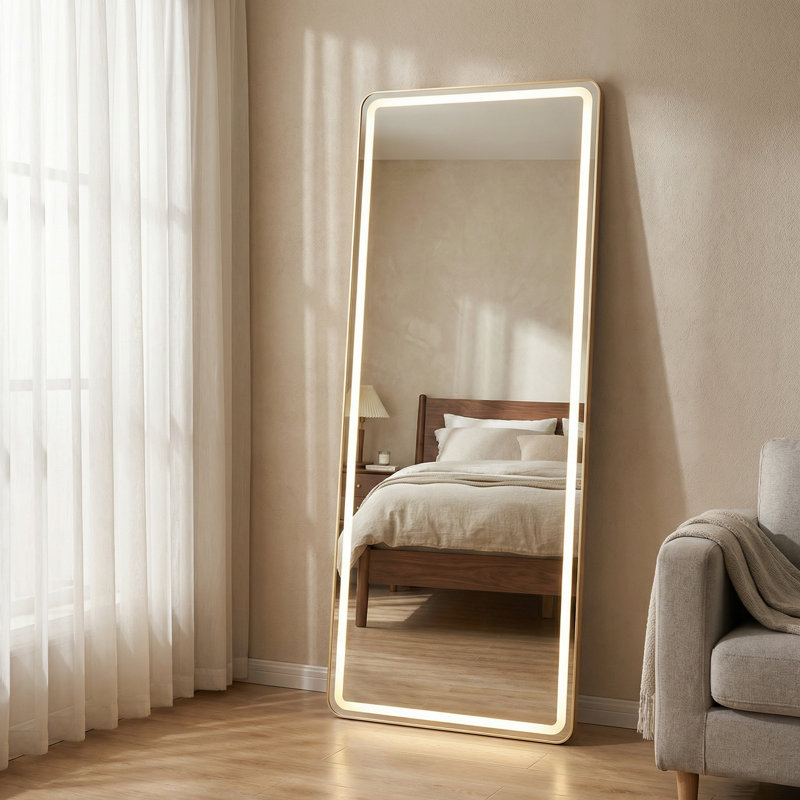 Miroir à DEL pleine longueur avec éclairage réglable et luminosité à intensité variable, 60 po x 16 po
