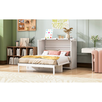 Full Size Bed In White, Unique Design Folds Into Storage Unit, Spacious Drawers For Organizing, Stable Sleep Support White Bed, Clothes, Comfortable Sleep, Space - Saving
