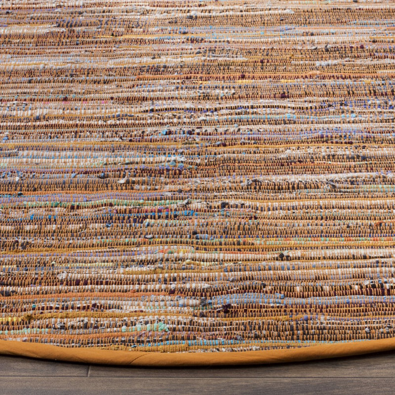 Desimone Rug Hand Woven Cotton Striped Rug, Round 6'