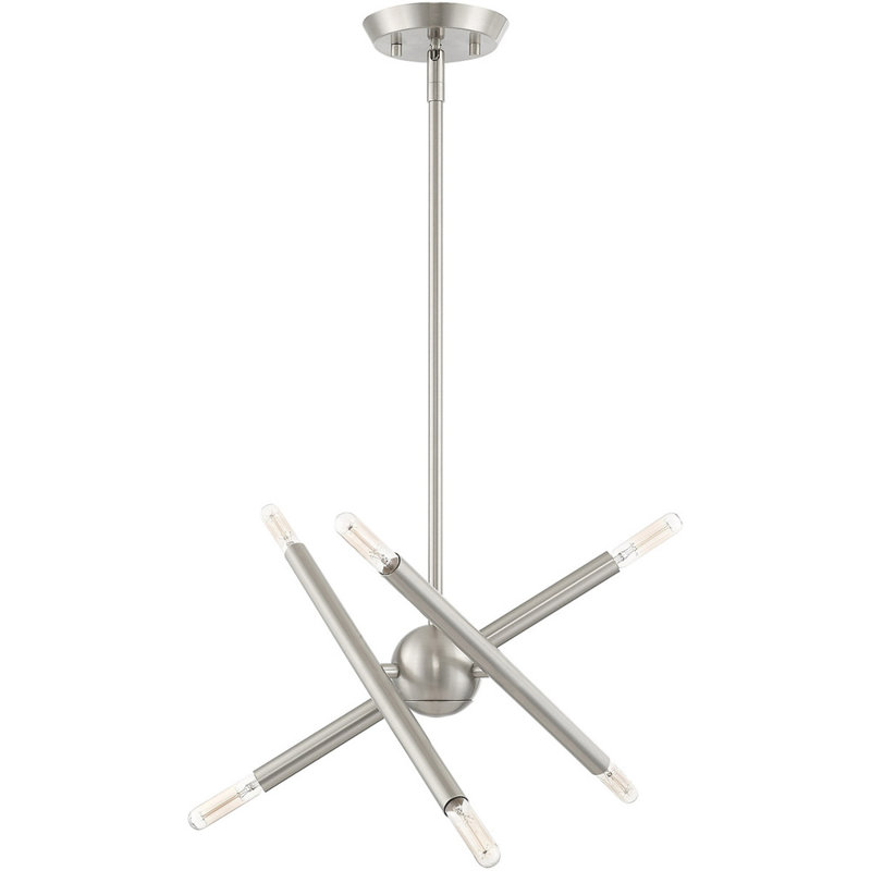 Lustre classique à 6 lumières Chiann, Nickel brossé