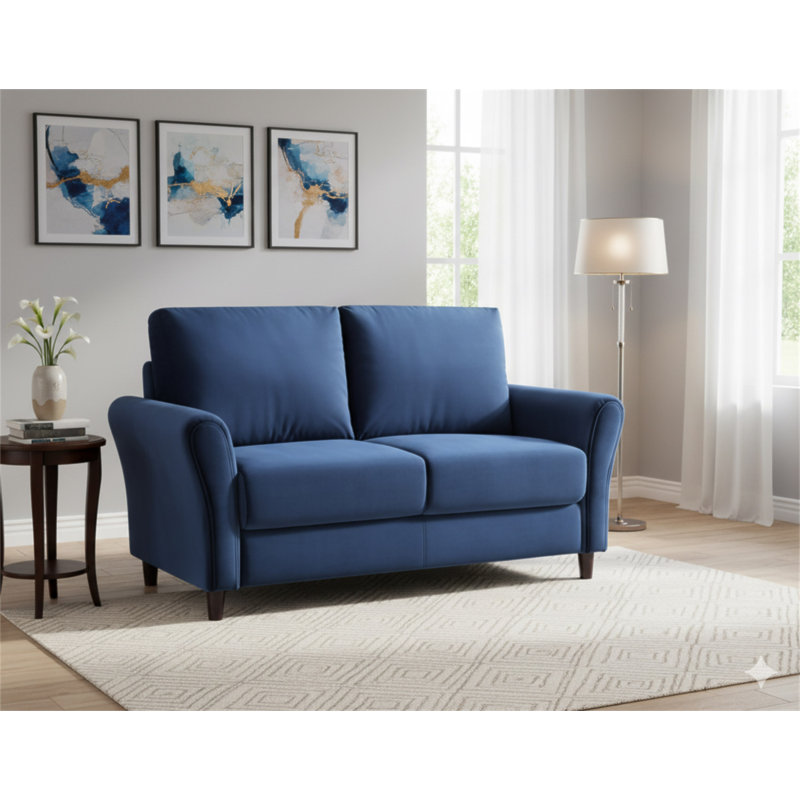 Canapé Patricia, Polyester bleu foncé