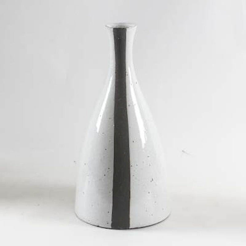 Vase de table en céramique noir/blanc Damia, H 14 po x l 7 po x P 7 po