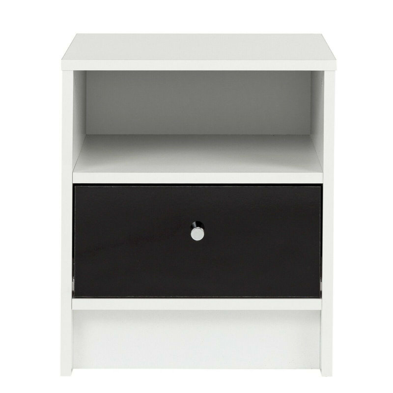 Emersen 38cm W Manufactured Wood Bedside Table, White/Black