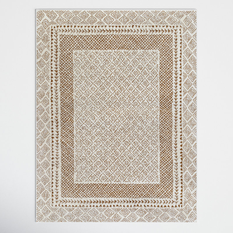 Tapis brun tissé à la machine Calvo, Rectangle 5 pi 3 po x 7 pi