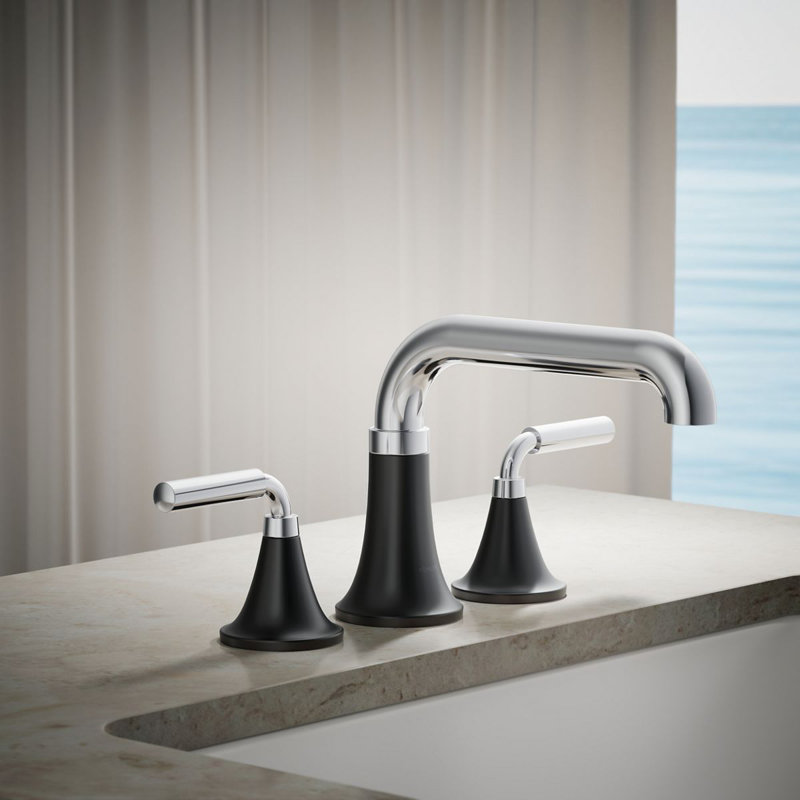 Tone Bath Faucet Trim, Matte Black/Polished Chrome