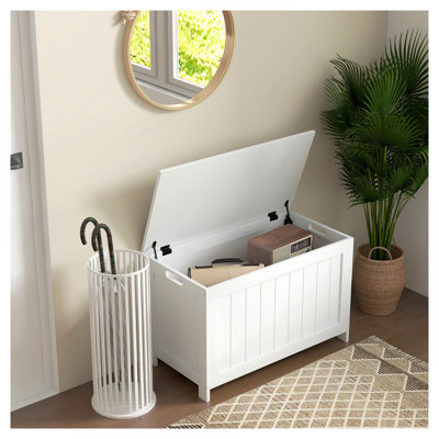 29.9" Storage Chest W/ 2 Safety Hinges, Wooden Box,