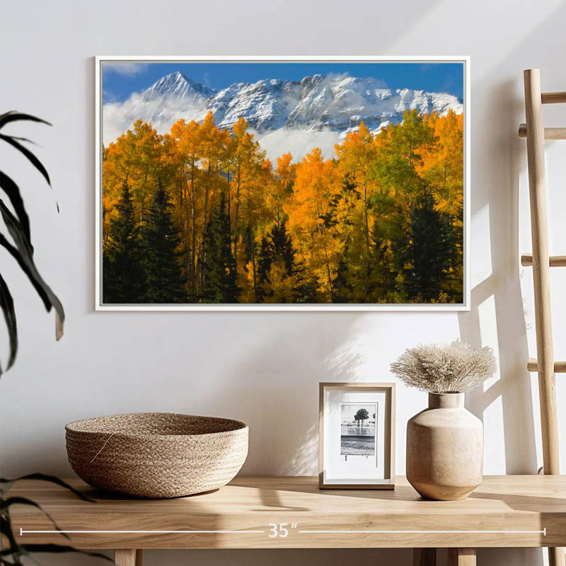 Vue d'automne du Wilson Wilson Peak, Cadre flottant blanc, 25 po x 17 po