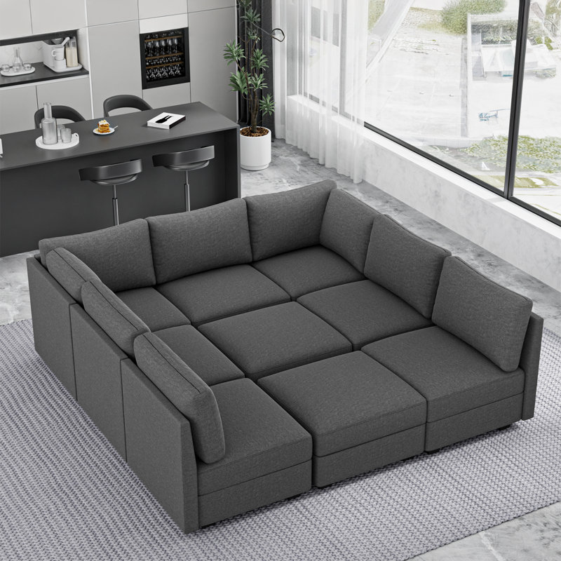 Canapé modulaire de 93 po de large à 93 places avec rangement - mousse à mémoire de forme et ressorts ensachés, convient aux salons de 12 pi x 14 pi