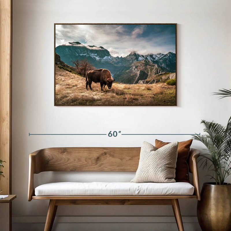 Bison Mountain Landscape, Floating Frame Walnut, 43" X 29"