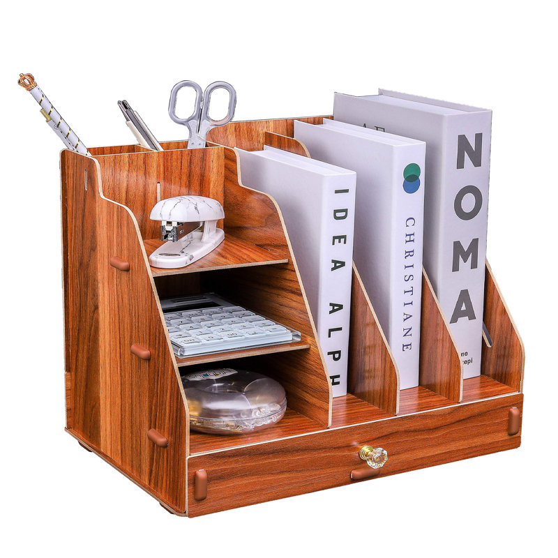 Caja Manufactured Wood Desk Organiser, Brown