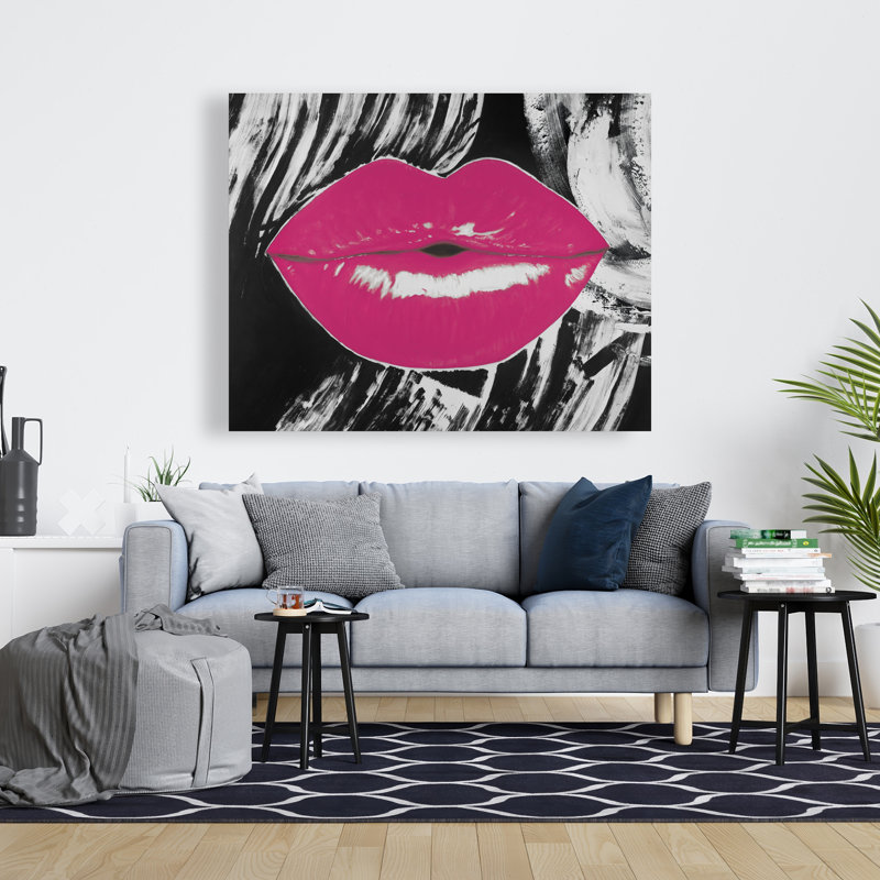 Pink Glossy Lips Canvas | Stylish Bedroom Home Decor