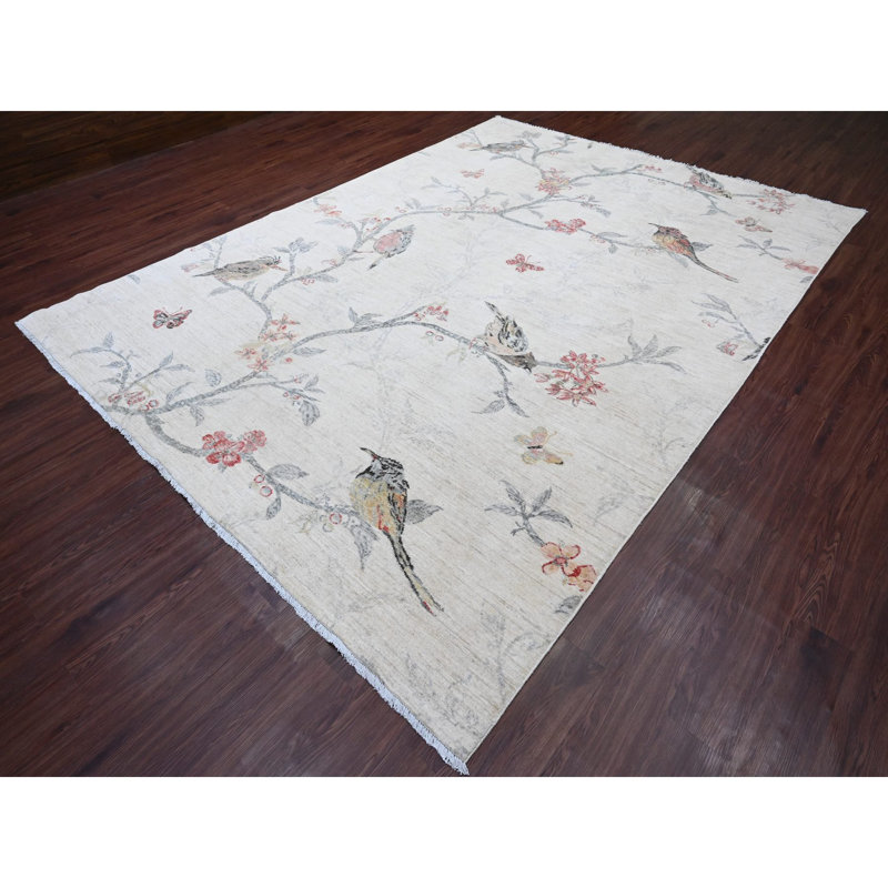 Tapis blanc en laine noué à la main 8 pi 7 po x 11 pi 8 po Peshawar FACEA83F0AC64B7495A3BE2D9AEE7792