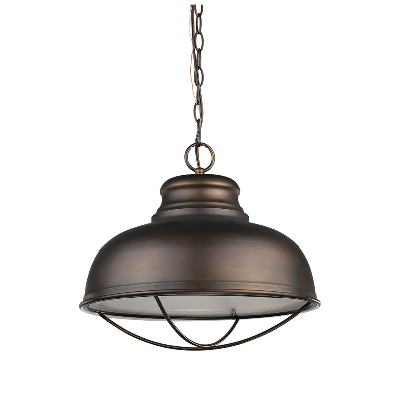 Luminaire suspendu en forme de dôme à 1 lumière Crepeau, Bronze huilé
