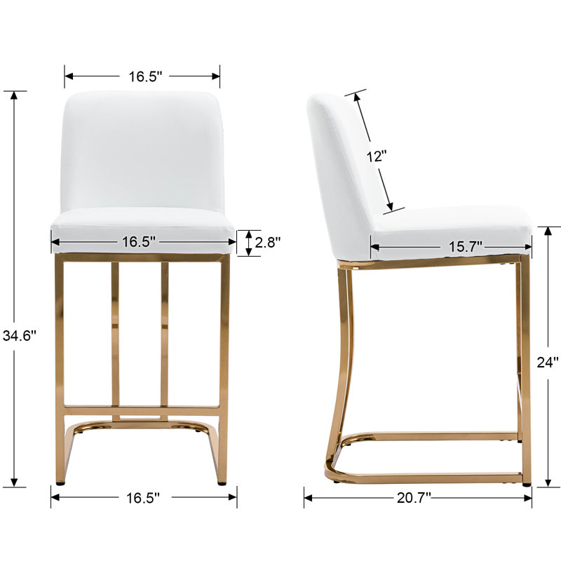 24" Upholstered Counter Stool, PU/White