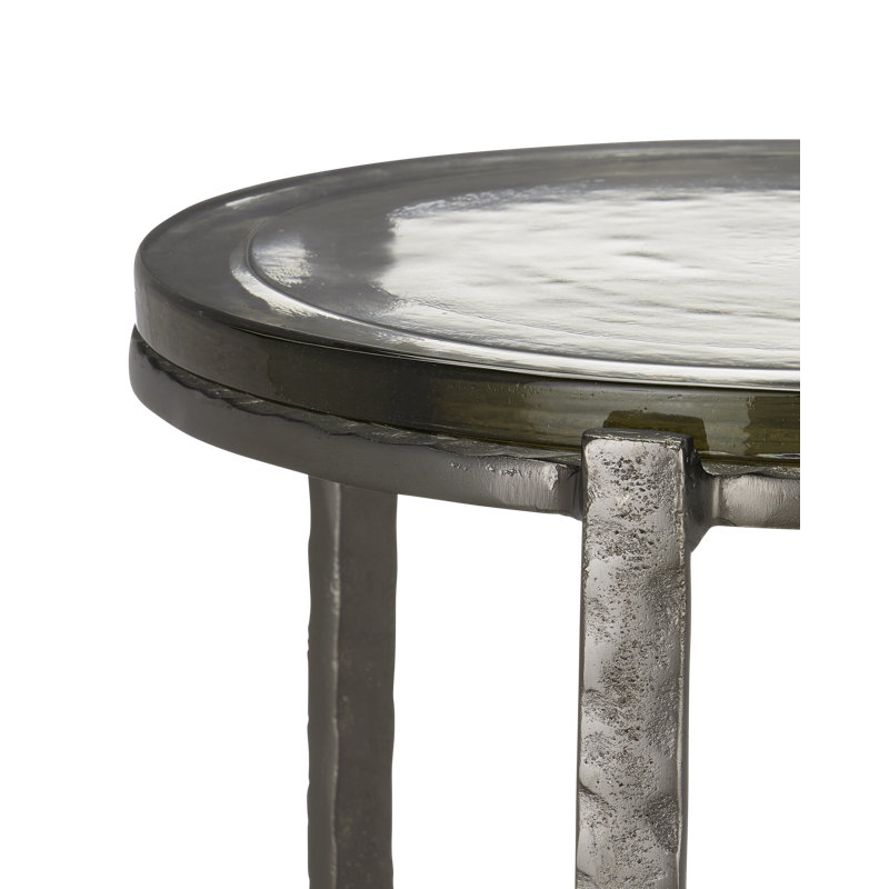 Acea Glass End Table, Graphite, 23.5" H x 12" W x 12" D