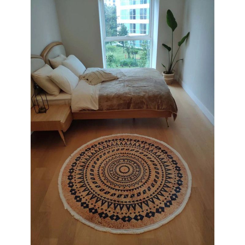 Tapis rond mathaï avec envers antidérapant, Rond 3 pi 3 po x 3 pi 3 po
