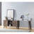 Home Entryway Console Table With Multi- Storage Compartments, Display Cabinet, Hazelnut &
