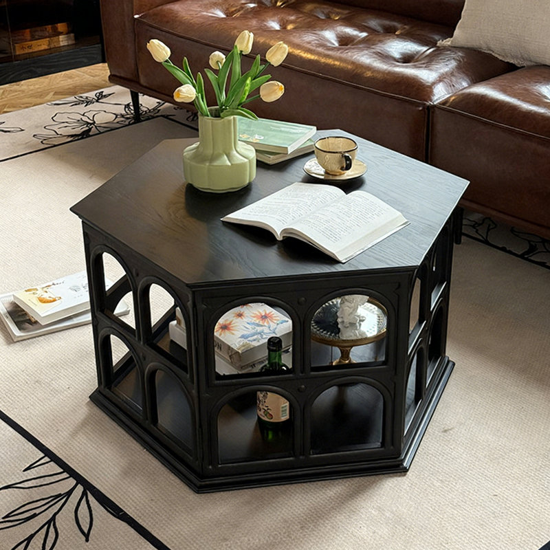 Table basse hexagonale de style français rétro, Noir