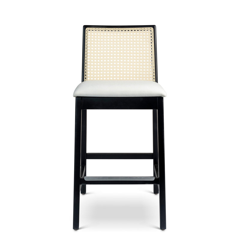 Modern Brazilian Nardia Cane Bar Stool, Light Gray/Nogal/Natural, Counter Stool (25.5" Seat Height)