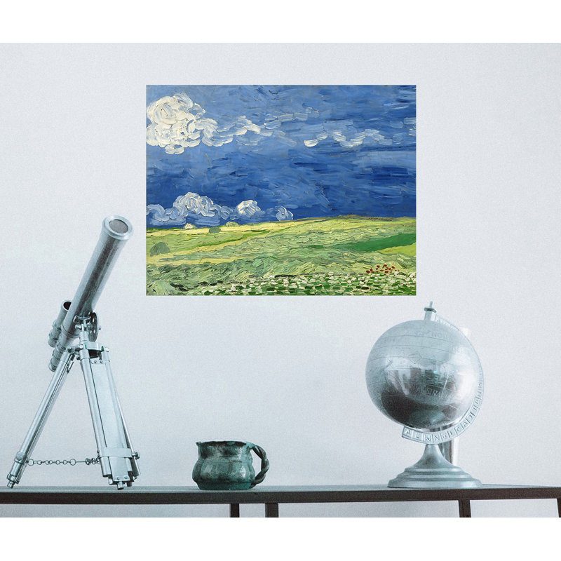 Décalcomanie murale amovible sous thunderclouds wheatfield de van gogh, H 14 po x l 18 po