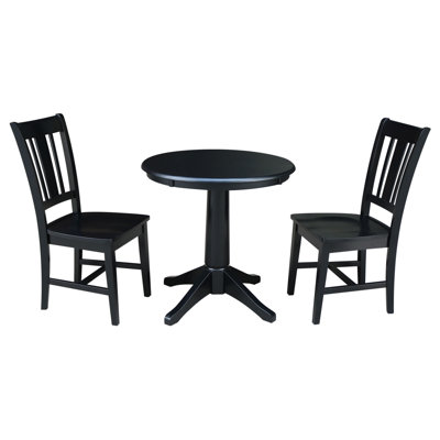 Ensemble de salle à manger à piédestal en bois massif 3 pièces Strauss