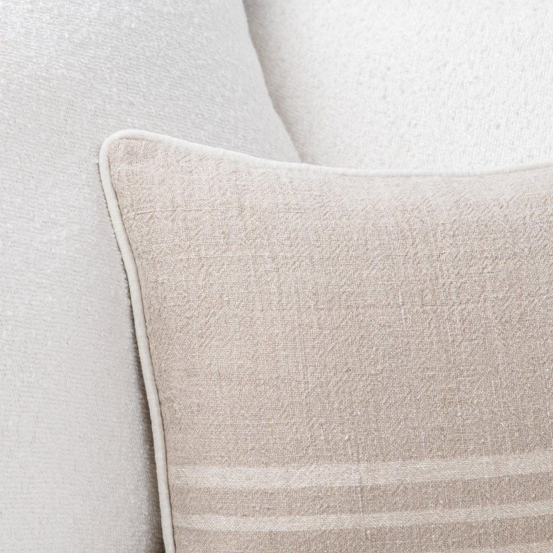 Newport  Linen Fabric Throw Pillow, Rectangle 14"H x 20"W, Ivory