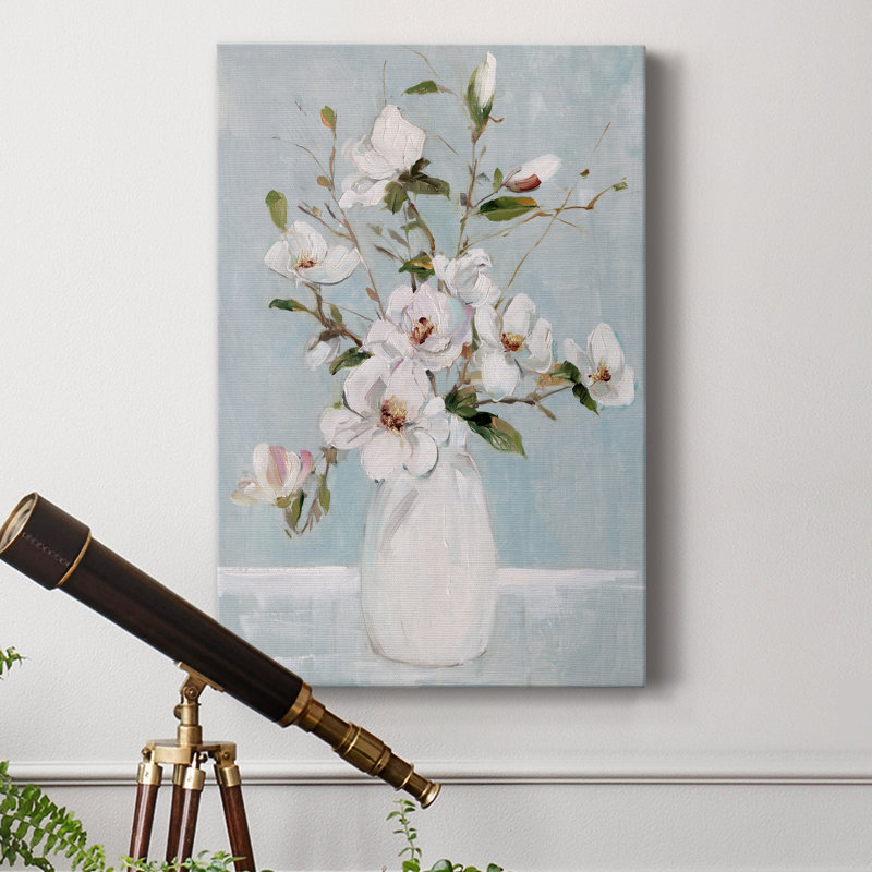 Magnolia charme - peinture sur toile tendue, H 27 po x l 18 po x P 1 po