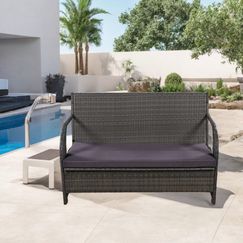 Chaise de patio avec coussins Adren, Gris