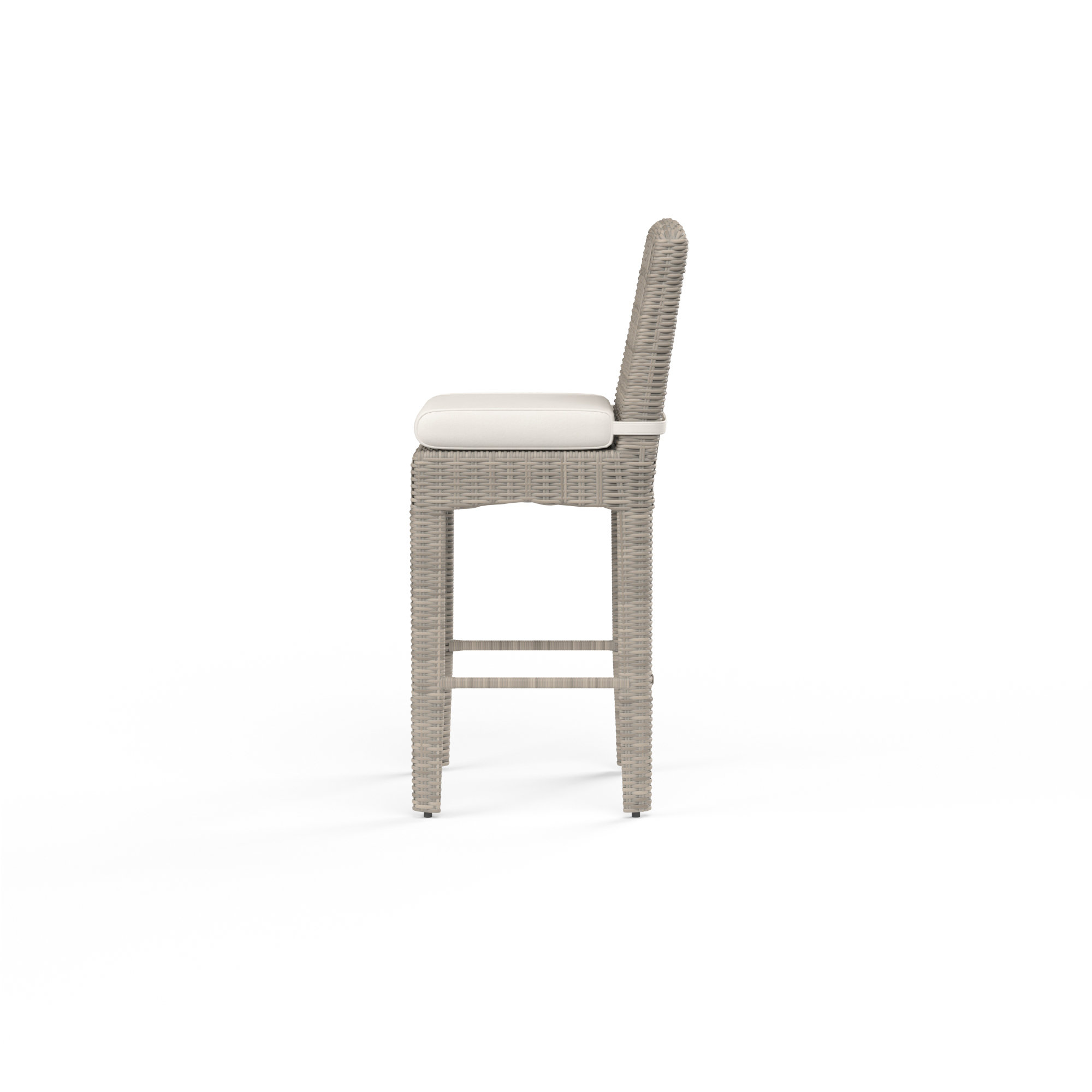 Manhattan High-Density Polyethylene (HDPE) Wicker Outdoor Bar Stool with Cushion, Canvas Flax Sunbrella® Canvas
