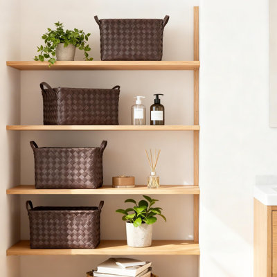 Panier à linge tissé à la main avec poignées en cuir végétalien, grand organisateur de rangement en osier pour couvertures, vêtements, jouets dans la chambre à coucher, la salle de bain, le salon