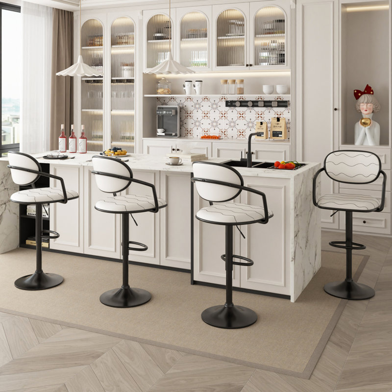 Tabouret pivotant à hauteur réglable Ferriera, Blanc